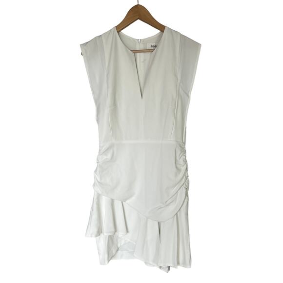 ba&sh Jess Asymetrical White Sleeveless V-Neck Mini Dress Women Size EU 2 Us M 8 - Picture 2 of 9